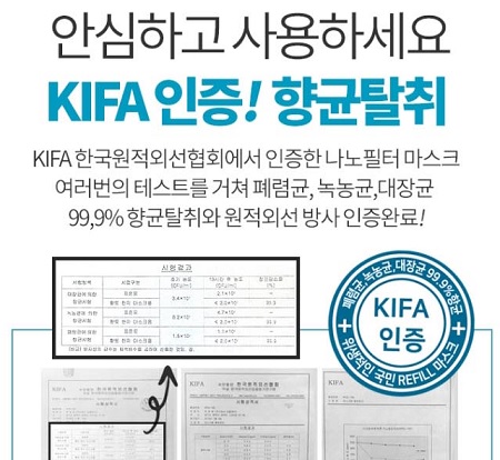 ▲제품 광고에 첨부되는 인증서 내용.