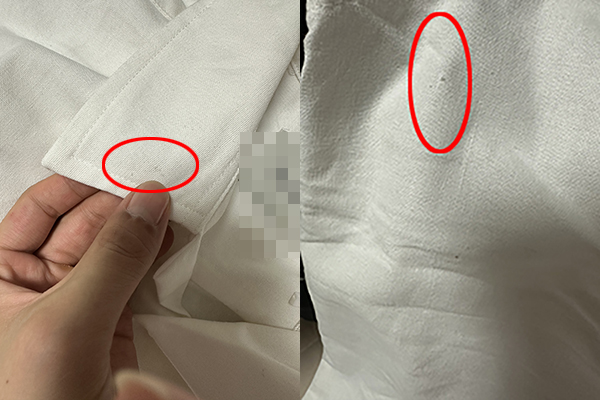보풀이 일고 올이 나가 있는 린넨 세트
