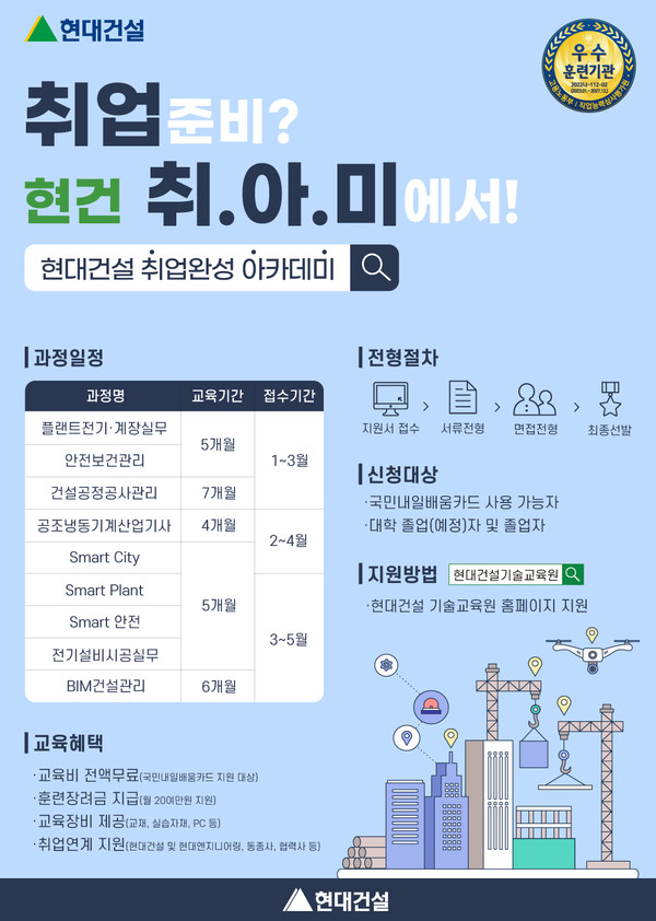 ▲현대건설 기술교육원 교육생 모집 포스터.