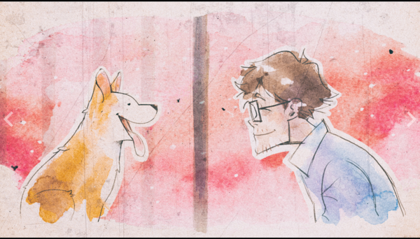 ▲스팀 화면 캡쳐. 유기견 웰시코기 '봉구'와 새로운 가족인 '아저씨' (출처: '스팀')