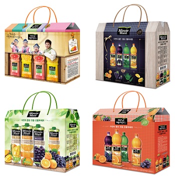 [이미지] 왼쪽 상단부터 시계방향으로 미닛메이드 홈스타일세트, 프리미엄세트, 알뜰세트, 테트라팩세트.jpg