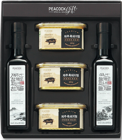 피코크 선물세트_제주흑돼지햄_참기름들기름(47900원).png