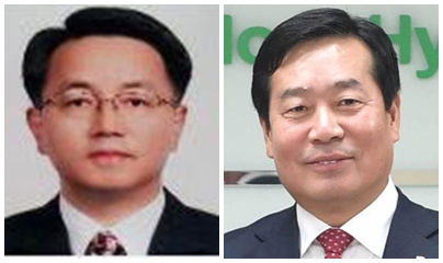 ▲(왼쪽부터) 김인태 부사장, 함용문 부행장보.
