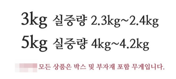▲11번가 입점 판매자가 박스 포함된 중량으로 표시하고 있는 모습.