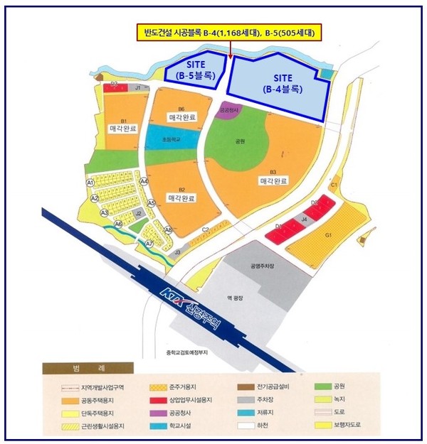 신경주역세권 개발사업 매입부지(B-4,B-5 블록) 위치도