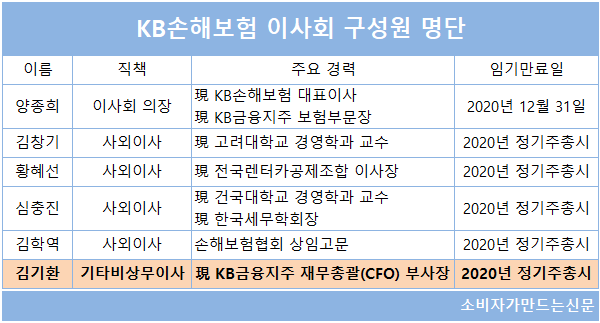 ▲ 김기환 KB손보 대표 내정자는 지난 2018년 2월부터 기타비상무이사로서 KB손보 이사진에 합류해 참여하고 있다.