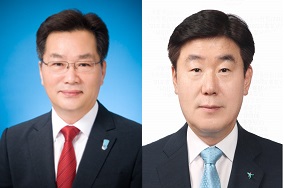 ▲ (왼쪽부터) 강동훈 하나에프엔아이 사장 후보, 박근영 하나금융티아이 사장 후보