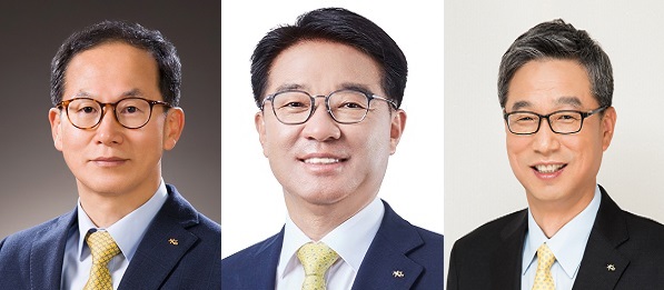 ▲(왼쪽부터 가나다순) 양종희 부회장, 이동철 부회장 내정자, 허인 부회장 내정자