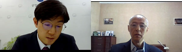 ▲이종선 한국 공정거래위원회 특수거래과 과장(왼쪽)과 Yang Qian 중국 북경대 교수(오른쪽)