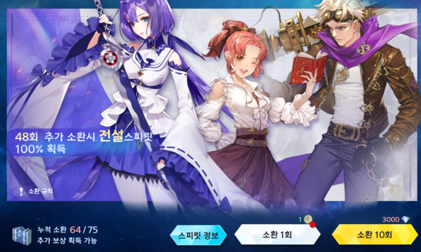 ▲운이 좋지 않아도 천장시스템을 통해 전설 등급을 획득할 수 있다.
