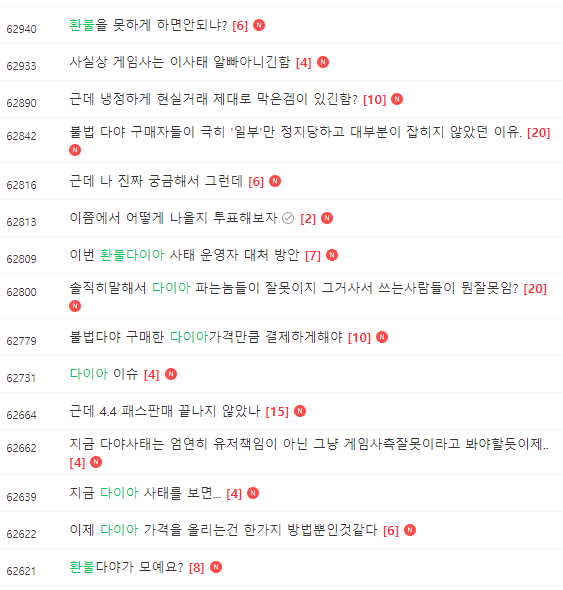 ▲프리스톤테일M 공식 카페에 환불 다이아 사태에 대해 불만을 표하는 이용자들의 게시글이 끊임없이 올라오고 있다.