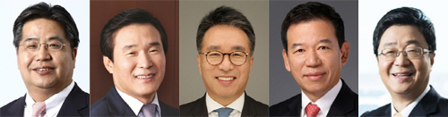 ▲구희진 전 대신자산운용 대표, 김해준 전 교보증권 대표, 서명석 전 유안타증권 대표, 서유석 전 미래에셋자산운용 대표, 전병조 전 KB증권 대표.
