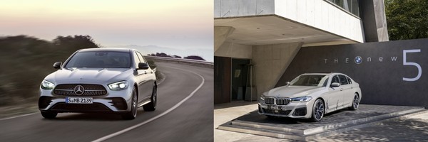 ▲벤츠 E클래스(왼쪽), BMW 5시리즈