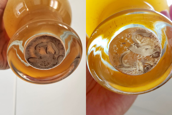 ▲캔맥주를 컵에 따라마시던 중 정체불명의 덩어리가 바닥에 가라앉아 있었다며 소비자가 불쾌감을 토로했다.