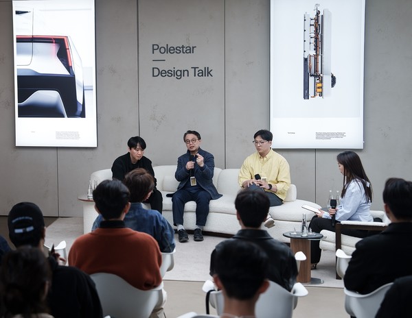 ▲(왼쪽부터) 이스턴에디션 임대선 대표, 홍익대 산업디자인 학과 구상 교수, 누깍 코리아 김경준 대표 등이 폴스타 디자인 토크 패널로 참석했다.