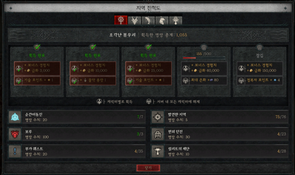 ▲다양한 모험을 통해 각 지역의 진척도를 모아보자.