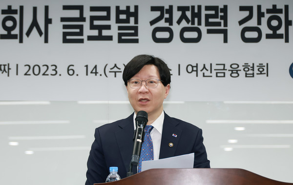 ▲김소영 금융위원회 부위원장이 14일 오전 서울 중구 여신금융협회에서 개최한 여신전문금융회사 글로벌 진출 활성화 간담회에 참석해 금융위, 여전업권 및 전문가 등과 함께 여전업 글로벌화를 위한 다양한 의견을 청취했다.