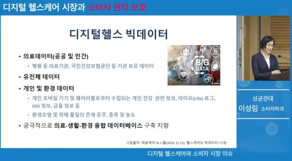 ▲주제 발표 중인 성균관대 소비자학과 이성림 교수(출처 : 한국소비자원TV)