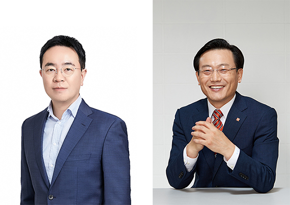 ▲ (왼쪽부터) 애경산업 김상준 대표이사, 제주항공 김이배 대표이사