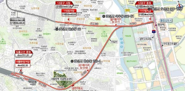 ▲ '인덕원-동탄 복선전철 제12공구 노반신설 기타공사' 노선도