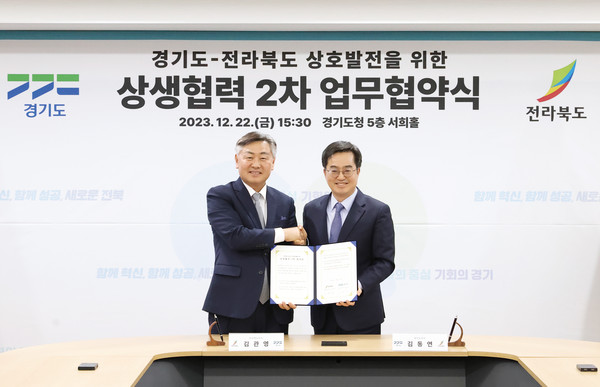 김동연 경기도지사(오른쪽)와 김관영 전라북도지사