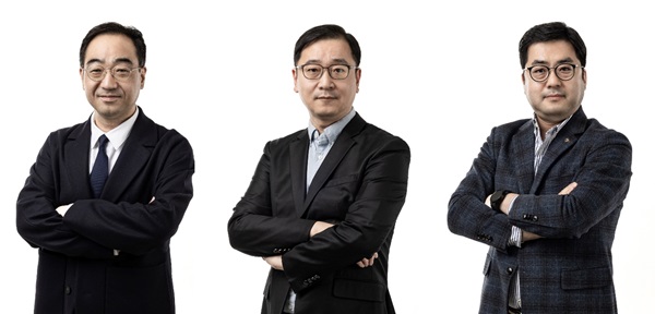 ▲ (왼쪽부터) 글로벌사업본부 이승욱 본부장, 패션뷰티사업본부 민경덕 본부장, 옴니플러스사업본부 권민수 본부장