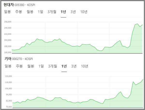 네이버 주식 화면 캡처. 최근 1년간 주가 곡선