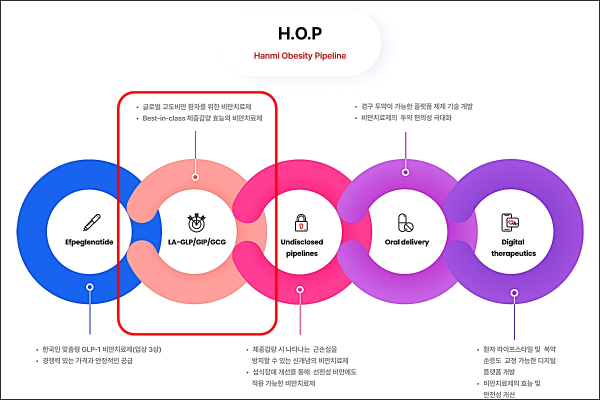 ▲비만치료 신약 프로젝트 H.O.P 내용, 한미약품 제공