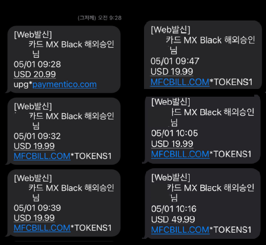 ▲ 박 씨가 받은 부정결제 문자.