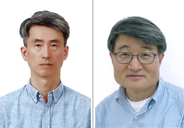 ▲이현우 포항공대 물리학과 교수(왼쪽)와 조길원 포항공대 화학공학과 교수