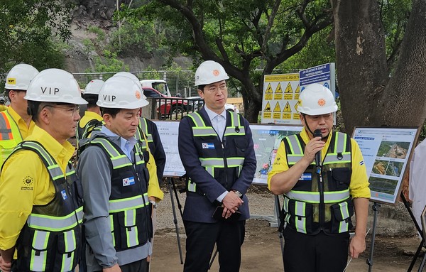 왼쪽부터 허상희 동부건설 부회장, 원희룡 전 국토교통부 장관, 강민국 국회의원