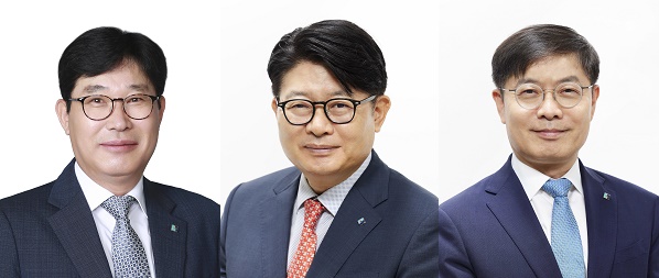 ▲ (왼쪽부터) 김학필 부행장, 백상현 부행장, 정성진 부행장
