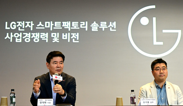 ▲정대화 사장(왼쪽)과 송시용 스마트팩토리사업담당