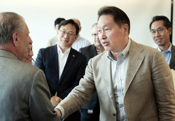 7월 2일 뉴저지 SK바이오팜 미국 법인을 찾아 바이오 사업 점검에 나선 최태원 SK그룹 회장
