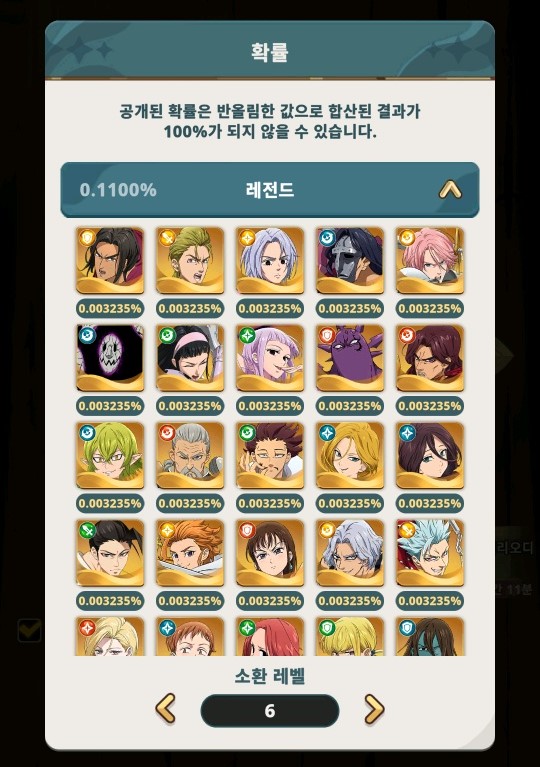 ▲소환 레벨이 오르면 최고 등급 카드를 획득할 확률도 증가한다.