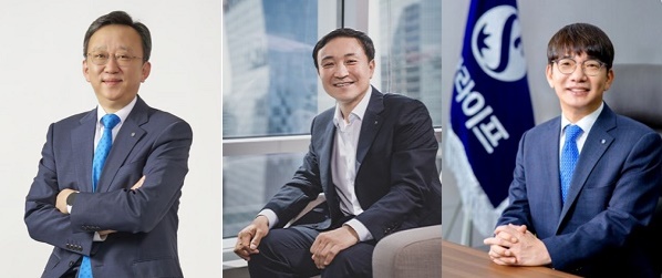 ▲(왼쪽부터) 정상혁 신한은행장, 문동권 신한카드 대표, 이영종 신한라이프 대표