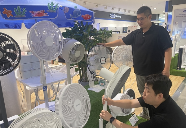 ▲전자랜드 용산본점에서 고객이 선풍기를 살펴보고 있다