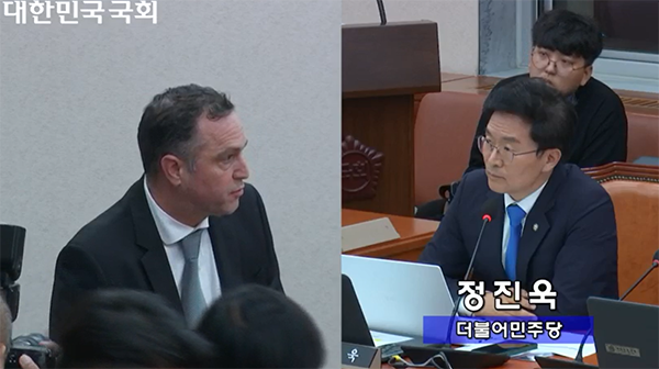 ▲ 피터얀 반데피트 우아한형제들 임시 대표(왼쪽), 정진욱 더불어민주당 의원