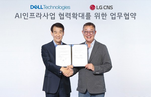 ▲G CNS 현신균 대표(오른쪽)와 한국 델 테크놀로지스 김경진 총괄사장