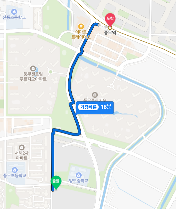 ▲해링턴 플레이스 풍무에서 김포골드라인 풍무역 도보 거리