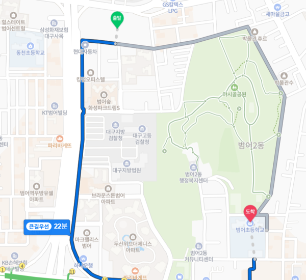 ▲어나드 범어에서 범어초까지 도보 거리