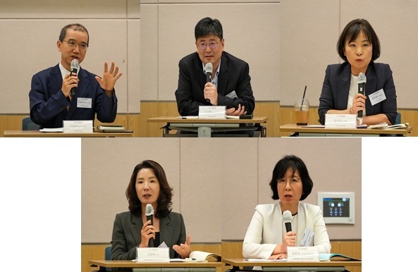 ▲ (왼쪽 상단부터 시계방향) 이상제 한국금융연구원 명예연구위원, 이규복 한국금융연구원 선임연구위원, 정지연 한국소비자연맹 사무총장, 김현정 금융감독원 금융소비자보호총괄국 소비자보호팀장, 임정하 서울시립대학교 법학전문대학원 교수