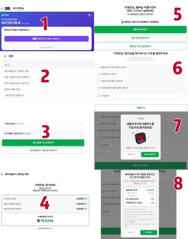 ▲네이버플러스 멤버십 해지 절차.