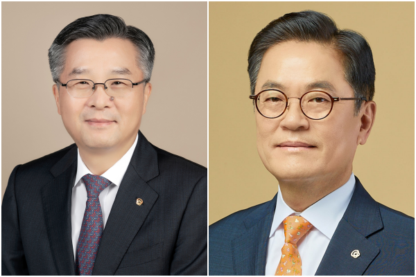 ▲왼쪽부터 권혁웅 한화생명 부회장, 이경근 한화생명 대표