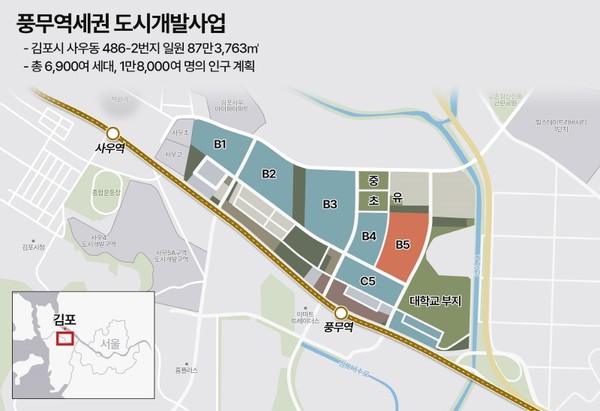 ▲풍무역세권 도시개발사업 지도