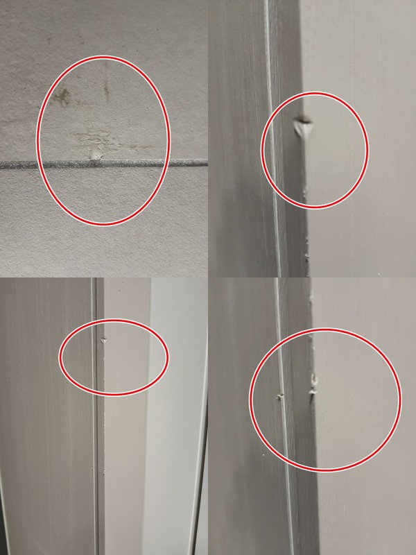▲냉장고 배송 중 방문 까임 등 스크래치 발생 흔적