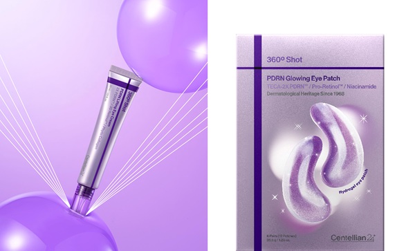 ▲360도 샷 PDRN 리프팅 아이크림(왼쪽), 360도 샷 PDRN 글로잉 아이패치