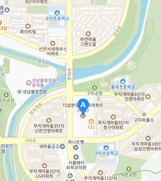 ▲더샵 분당센트로 인근에 위치한 불곡초, 구미초, 오리초 