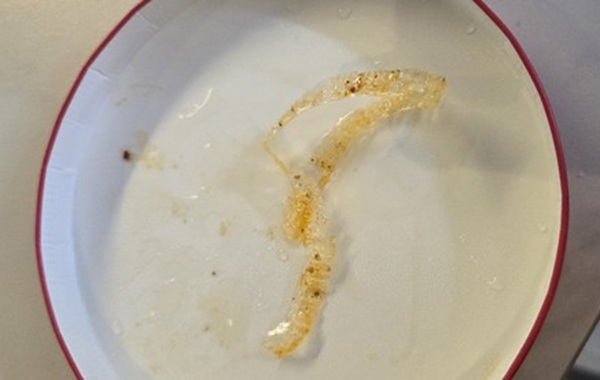 장 씨의 자녀가 면인줄 알고 씹었다가 뱉은 이물질