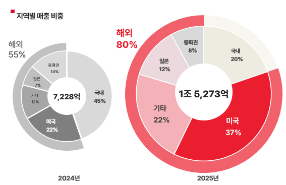▲에이피알 2025년 지역별 매출 비중.